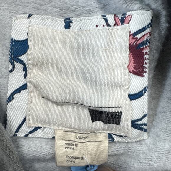 Levi's Size LargeHoodie Sweatshirt Gray Logo Hooded Kangaroo Pocket Pullover - Picture 2 of 7